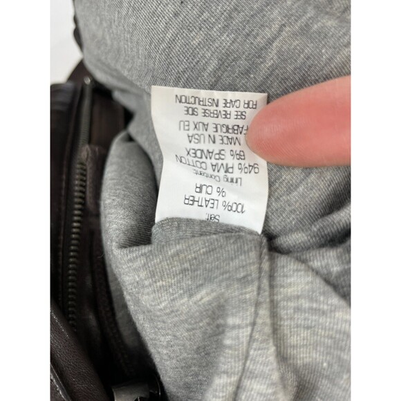 Theory Women's Brown Leather Drawstring Jacket Coat Size Small Full Zip - Picture 11 of 13